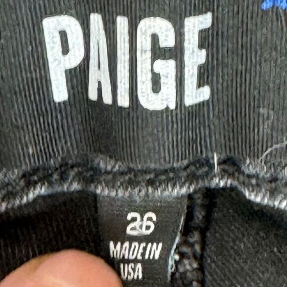 PAIGE Hoxton Ankle Black Distressed Skinny Jeans Sz 26 - Picture 6 of 9